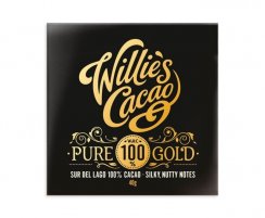 Čokoláda Willie's Cacao 100% horká Pure Gold Sur de Lago, Venezuela, 40g