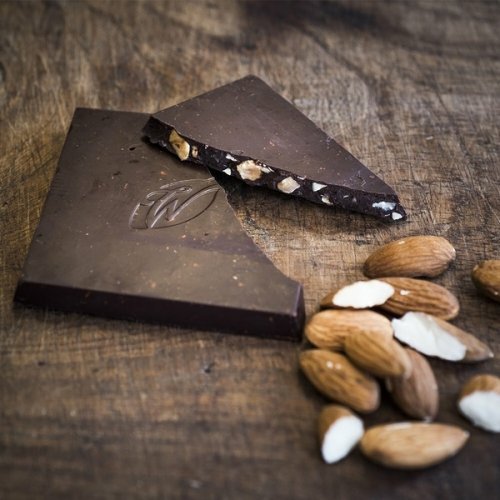 Willie's Cacao čokoláda 100% bez pridaného cukru s pomarančom a mandľami,50g
