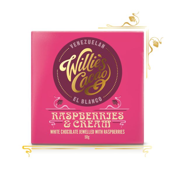 Čokoláda Willie´s biela EL BLANCO s malinami, 50g